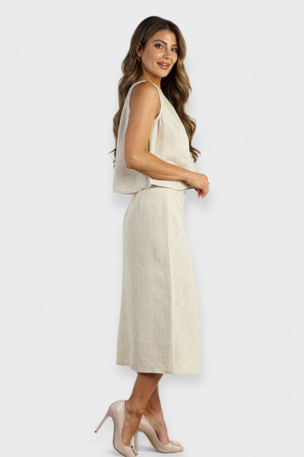 linen dress set Maxi linen dress AGRA in White