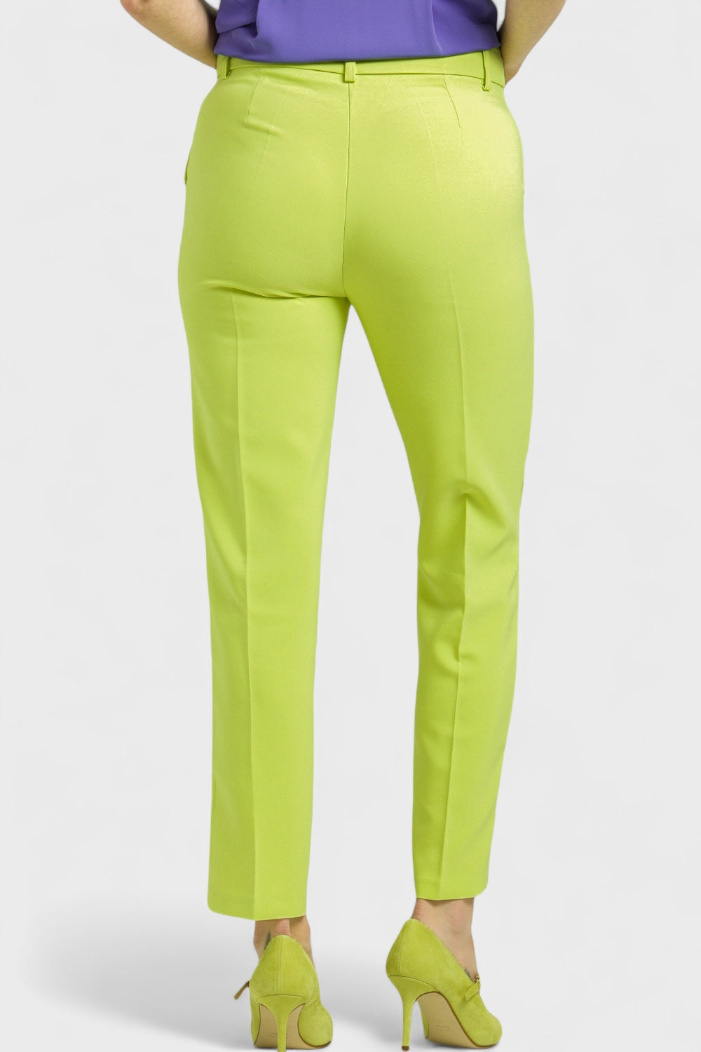Victoria Lime Green Slim Trouser Pants by Enhle Italian Women's Clothing