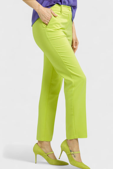 Victoria Lime Green Slim Trouser Pants by Enhle Italian Women's Clothing