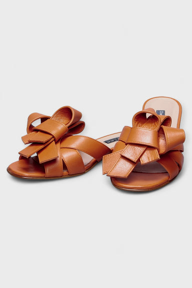 Zoe Orange Leather Bow Sandals by Danilo di Lea Italian Women's Shoes