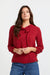 AnnaCristy Milano Red Cowl Neck Ruffled Blouse Front- Made in Italy