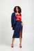 Sara Sabella 2-Piece Set Navy Blue Jacket & Midi Skirt Suit Set- Made in Italy Women's Clothing