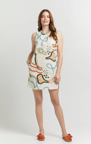 Bravaa DRESSES Camilla Geo Print Linen Shift Dress