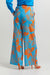 Enhle PANTS Capri Blue & Orange Floral Cotton Palazzo Pants