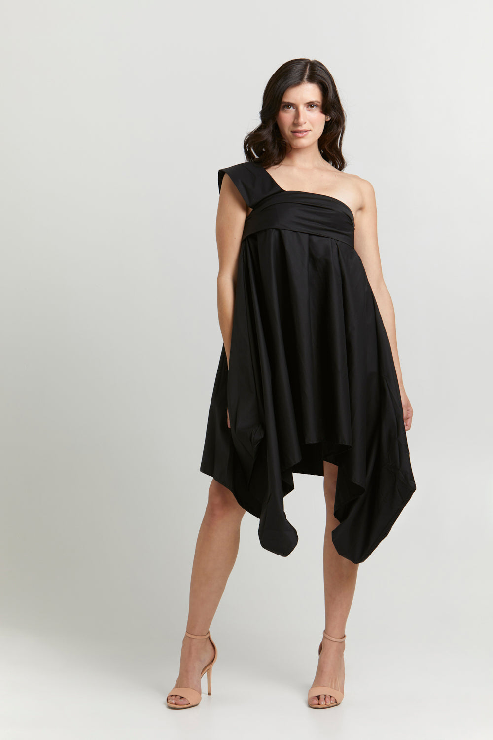 Bravaa DRESSES Adora Black Asymmetric One-Shoulder Dress