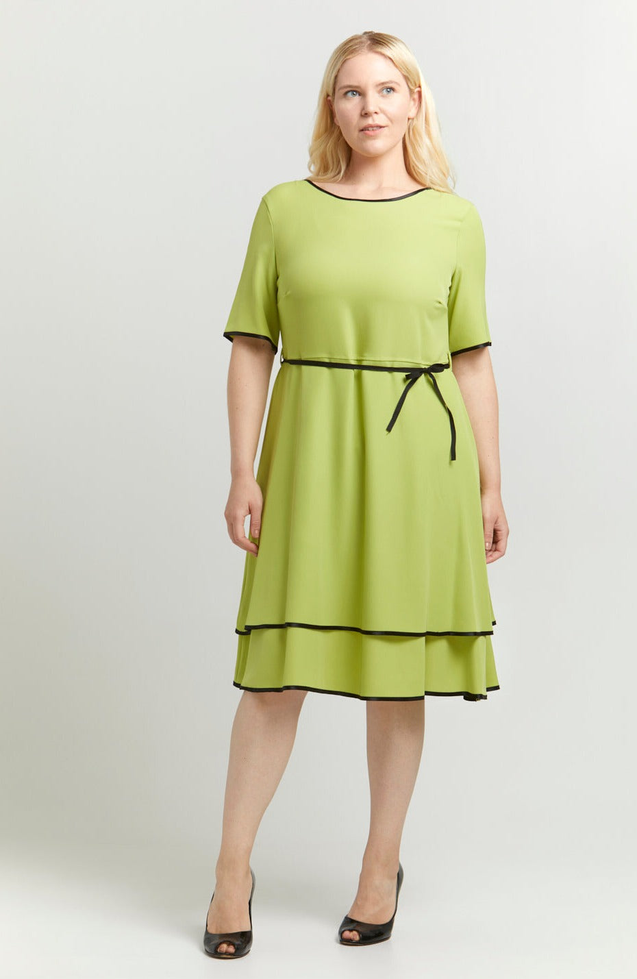 Oltretempo DRESSES Plus Size Angelia Green Ruffled Dress