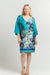 Oltretempo DRESSES Plus Size Napoli Turquoise Floral Print Satin Dress