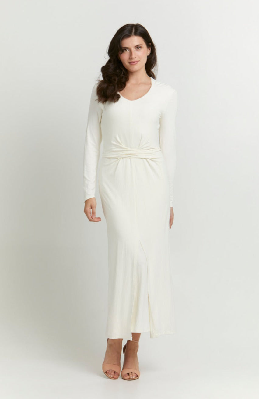 Marisé Eco . Couture DRESSES Mara Ivory Belted Bamboo Maxi Dress