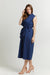Bravaa DRESSES Lauren Navy Blue Ruffled Shirt Dress