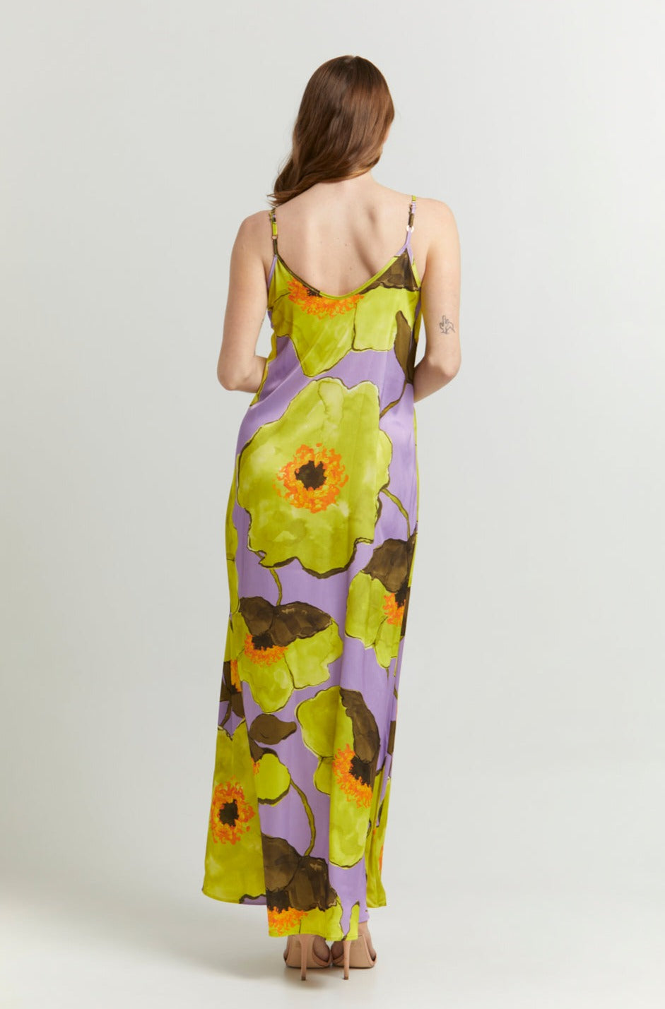 Enhle DRESSES Orchid Floral Satin Maxi Dress