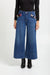 AnnaCristy Milano Angelina Fur Detail Wide-Leg Ankle Jeans Front Closeup- Made in Italy