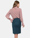Sara Sabella Anna Pink Soft Ruffled Lightweight Blouse With Blue Marine Skirt Back View- Made in Italy Women's Clothing