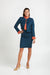 Sara Sabella Blue Marine Jacket Skirt Suit Set Front View- Made in Italy Women's Suit clothing