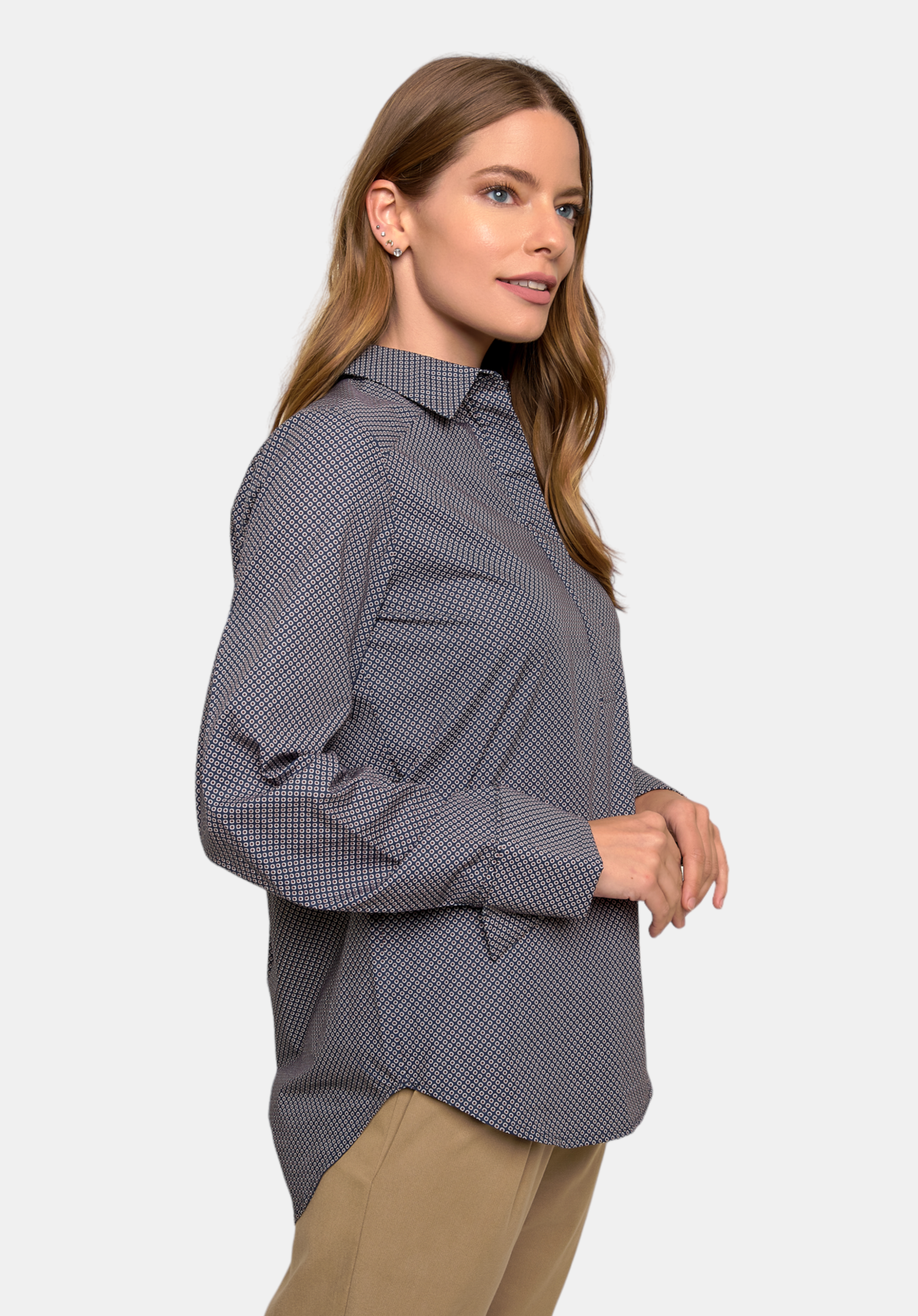 Marise Eco Couture Eva Polka-Dot Long Sleeve Cotton Shirt