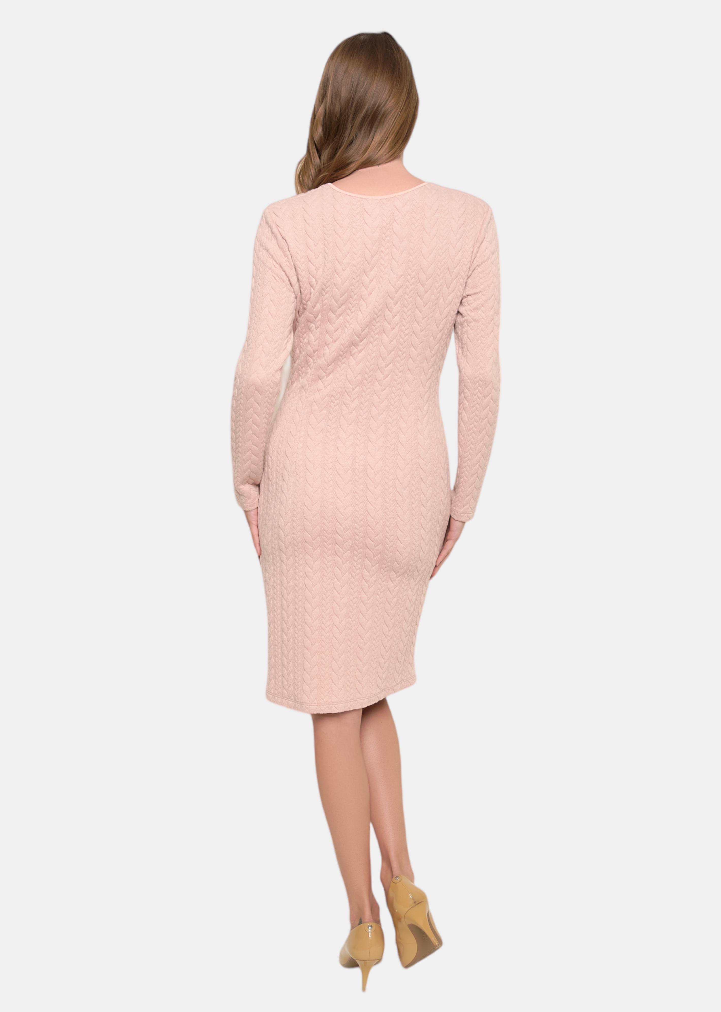 Christine Bi Isabel Cable-Knit Pink Sweater Dress- Italian Women's Clothing