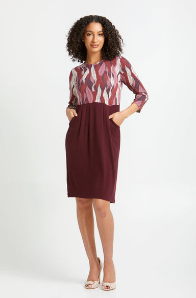 Annare Magenta Jersey Dress front View- Italian Women's clothing