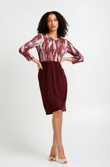 Annare Magenta Jersey Dress front View- Italian Women's clothing