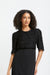 Cristina Gavioli Feather Top Black Ruffled Hem Dress Closeup- Made in Italy Women's Clothing