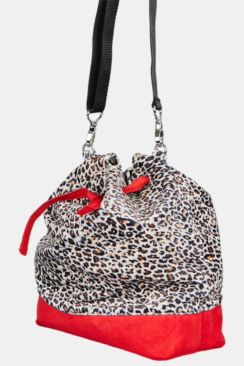 Marina Milani Bags Rosalia Red Suede Cheetah Print Bucket Shoulder Bag