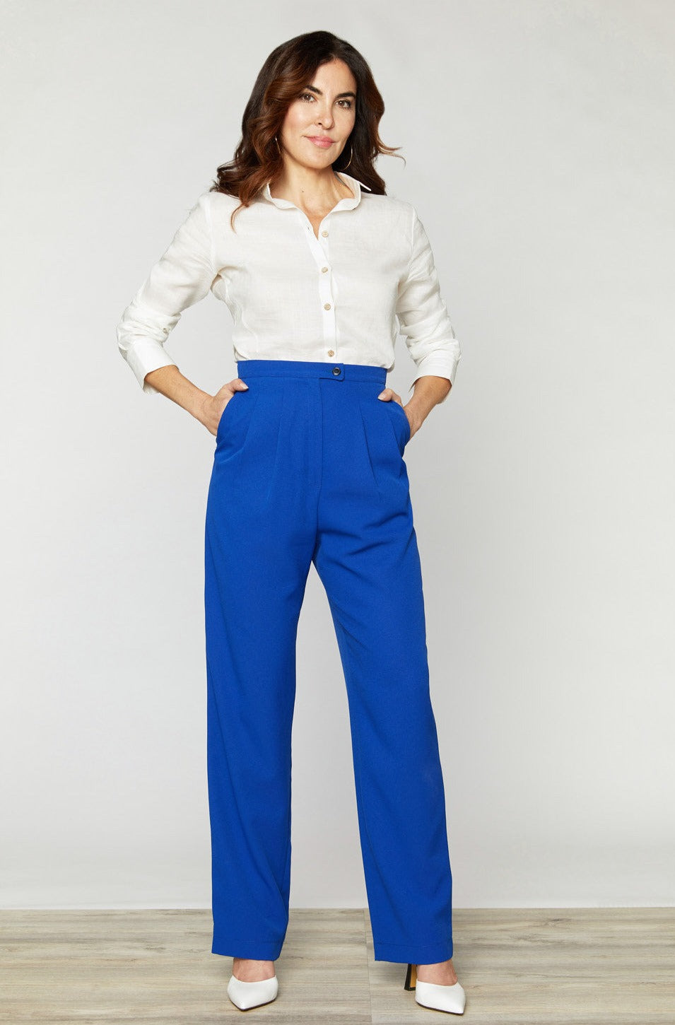 Evelyn Royal Blue Pleated Palazzo Pants