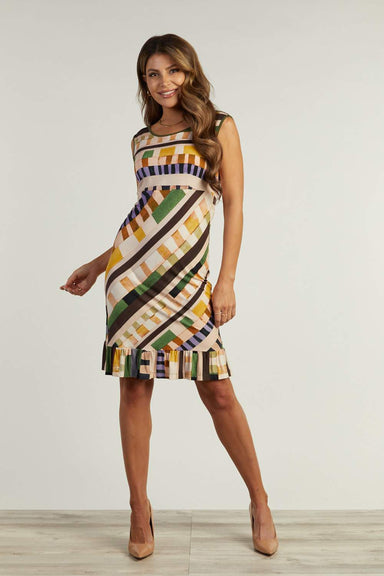 Annaré DRESSES Domizia Sleeveless Ruffle Hem Geo Print Dress