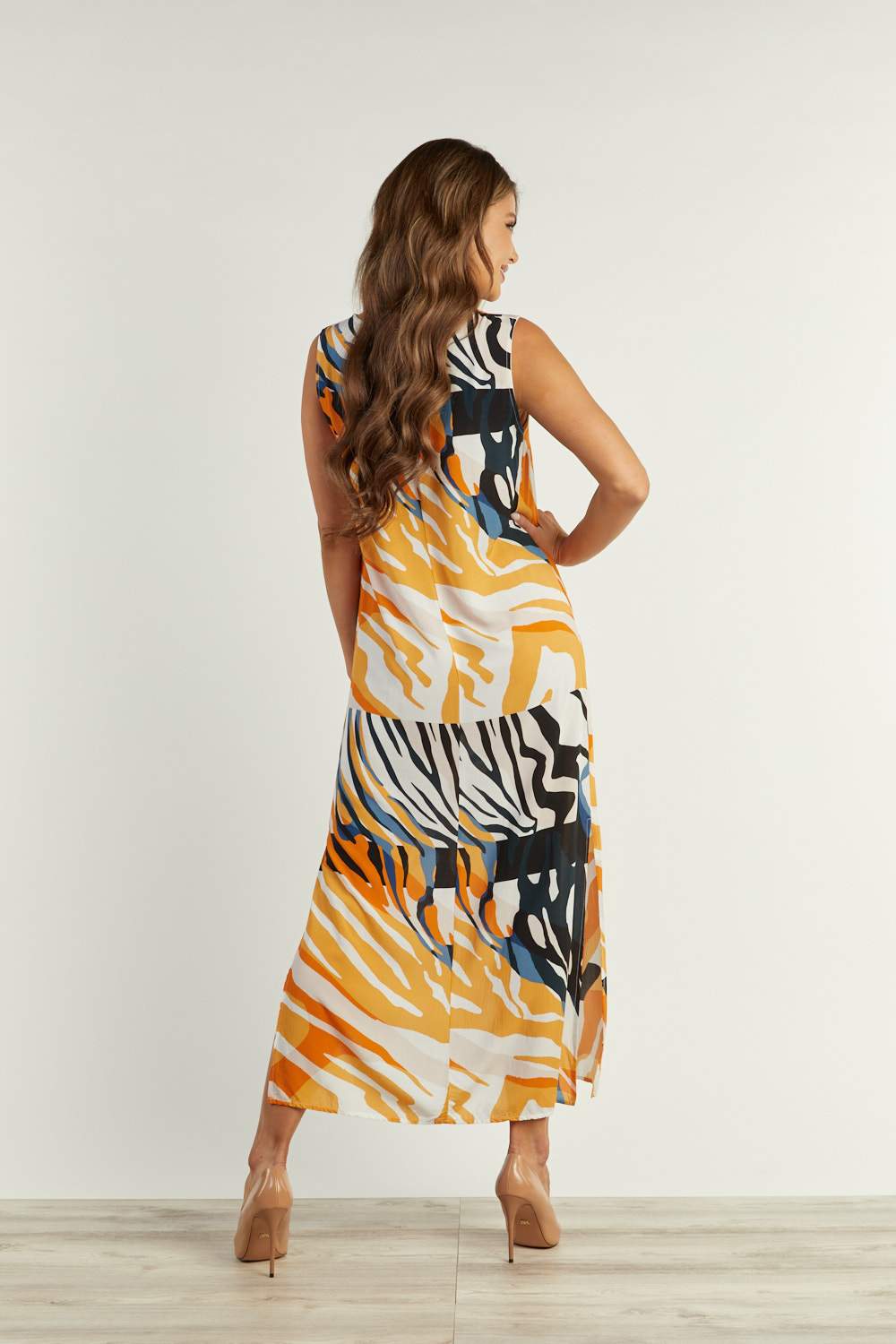 Annaré DRESSES Violante Safari Print Sleeveless Sheath Maxi Dress