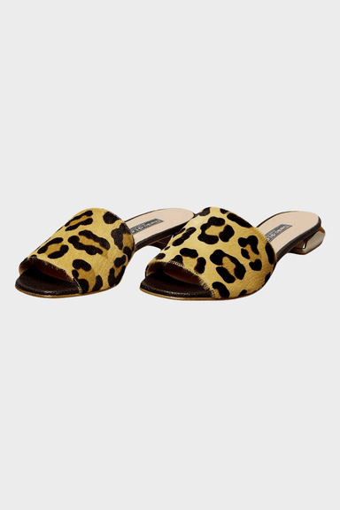 Danilo di Lea by Roselina SHOES Emily Leopard Print Leather Slide Sandal