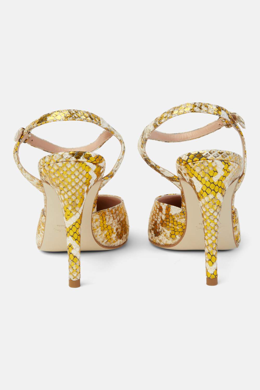 Danilo di Lea by Roselina SHOES Maci Gold Snake Print Leather Slingback Heels