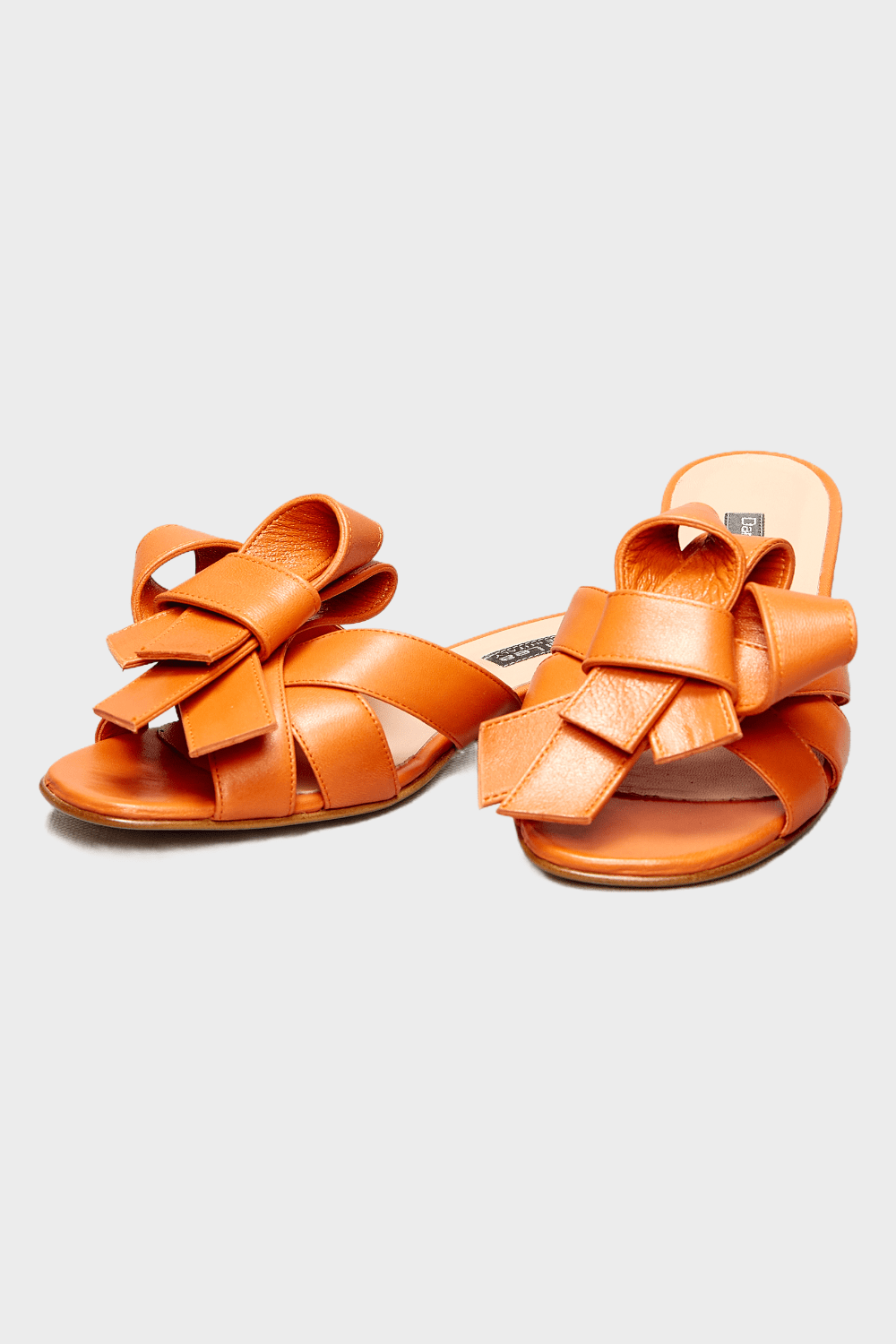 Danilo di Lea by Roselina SHOES Zoe Orange Leather Bow Sandals