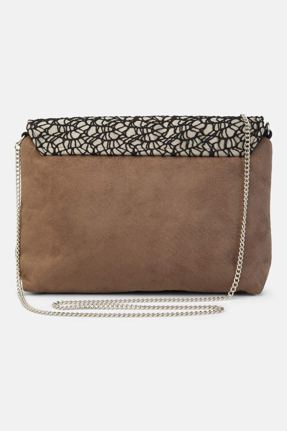 Marina Milani BAGS Castano Chocolate Brown Suede And Macramé Silver Chain Shoulder Bag
