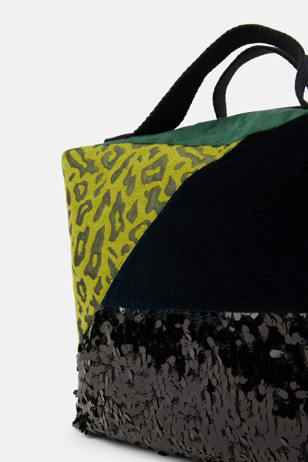 Marina Milani BAGS Serena Sequined Green & Black Suede Utility Shoulder Bag