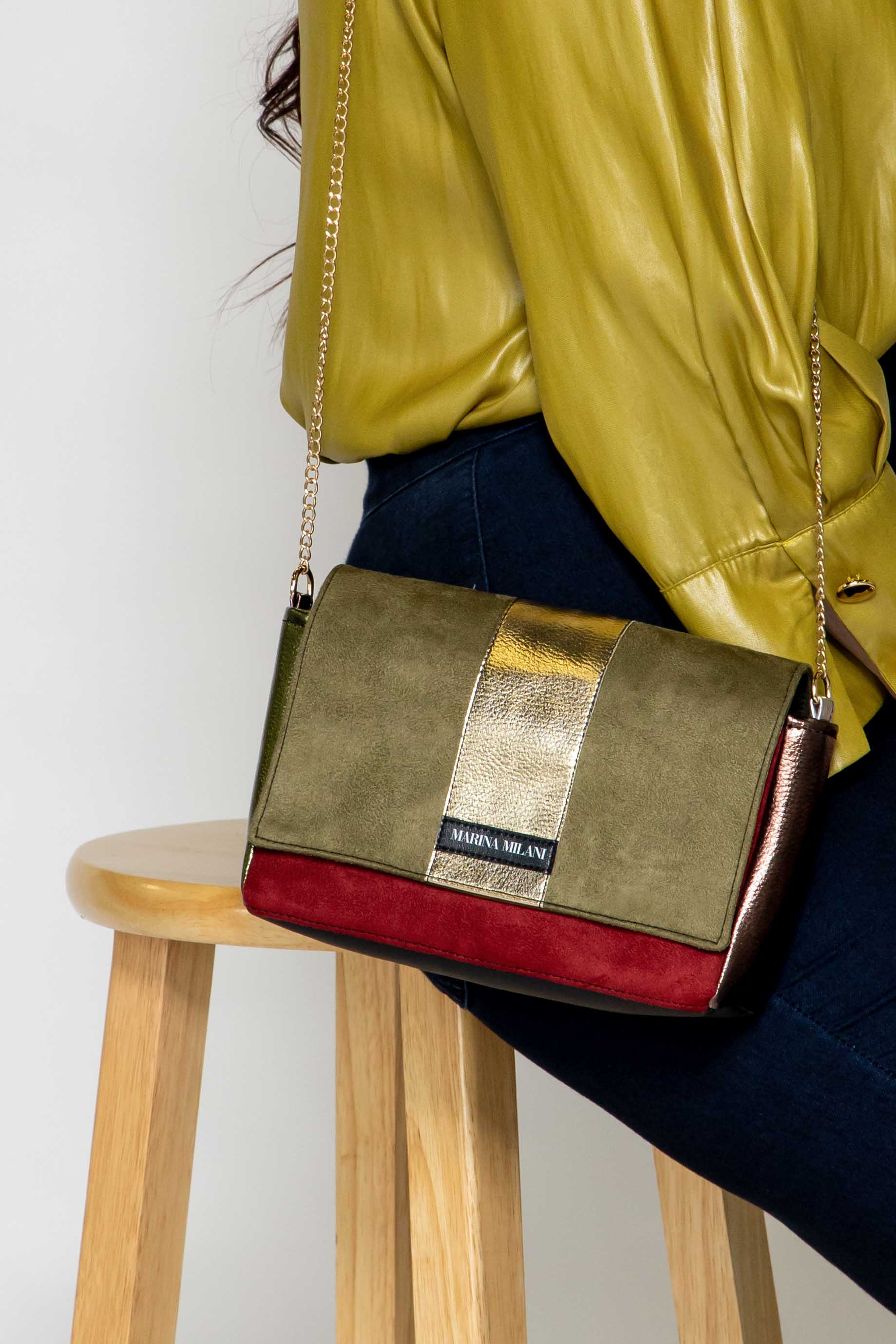 Marina Milani BAGS Sustainable Multi-colored Golden Chain Mini Shoulder Bag