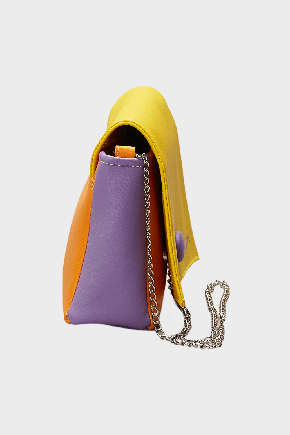 Marina Milani BAGS Yellow Viviana Tricolor Vegan Leather Silver Chain Medium Shoulder Bag