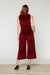 Marise Eco Couture Sistine Burgundy Corduroy Vest & Wide leg Pants Two-Piece Set Back- Made in Italy