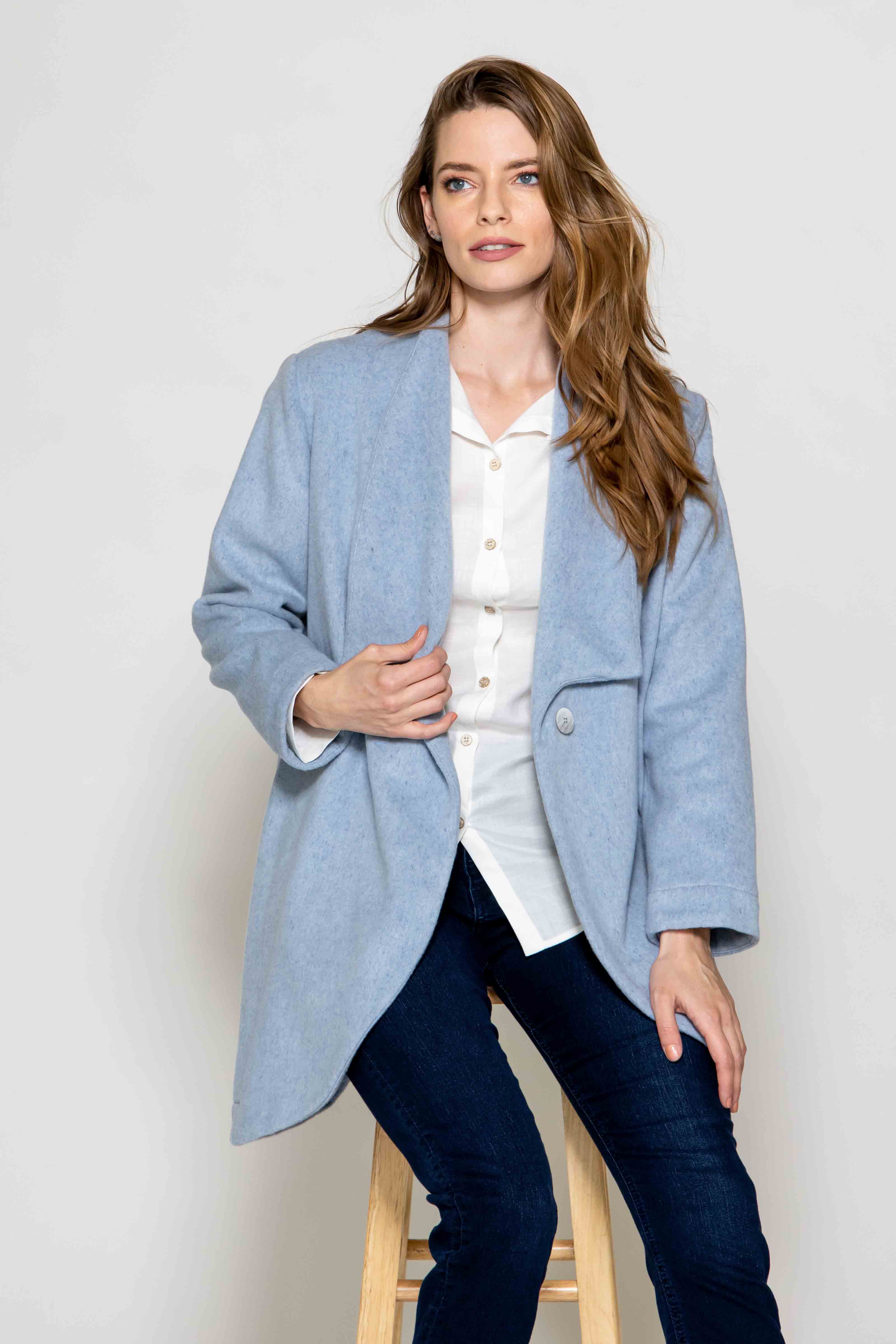 Marisé Eco . Couture JACKET Alps Soft Blue Wool Coat