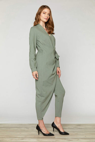 Marisé Eco . Couture JUMPSUIT Bellance Olive Slim Leg Wrap Jumpsuit