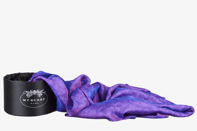 My Scarf In a Box SCARF Purple Febe Purple & Blue Cashmere Print Silk Scarf