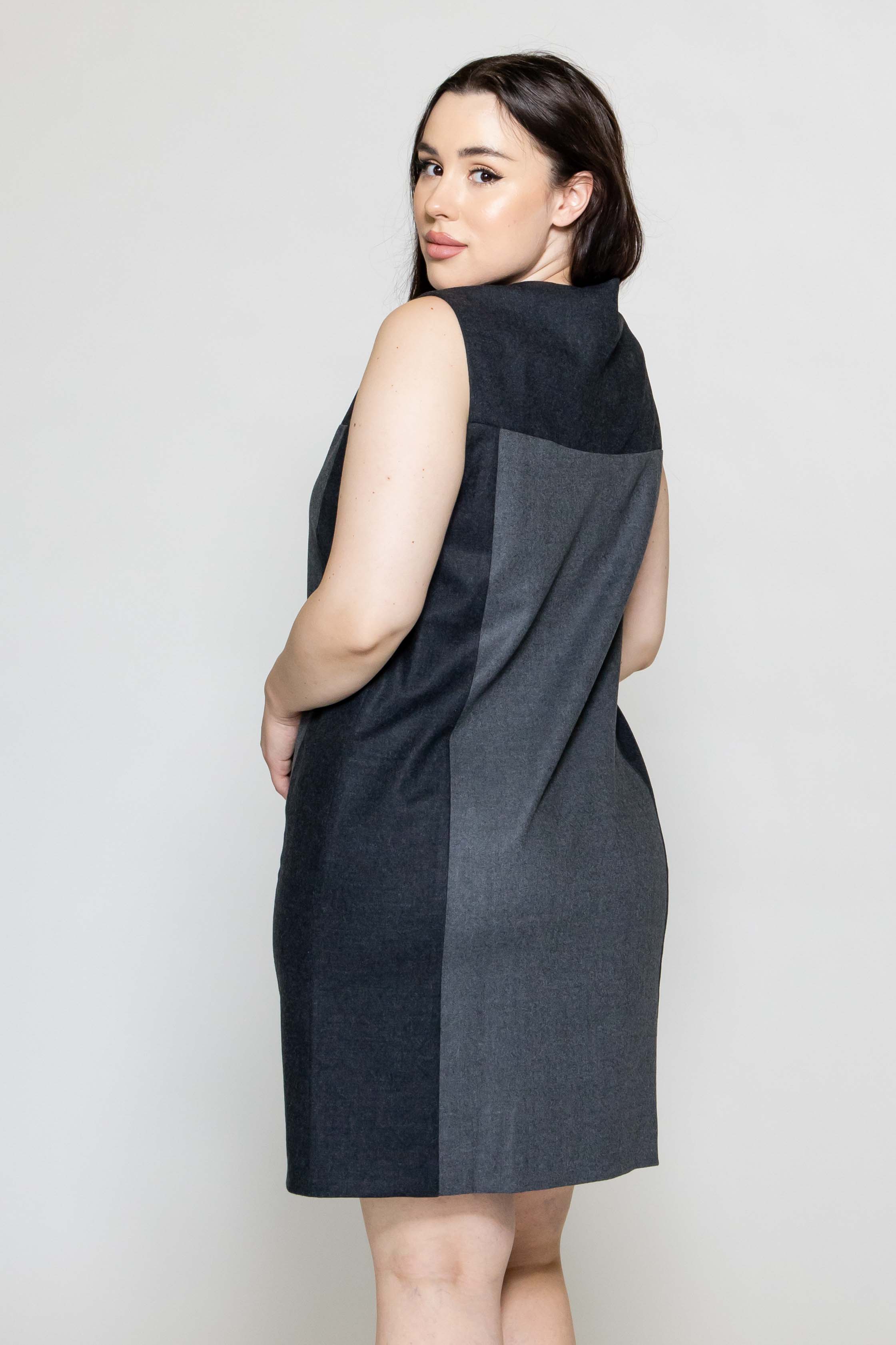 Sara Sabella 2-PIECE SET Plus Size Pantheon Grey Wool Dress & Jacket Set