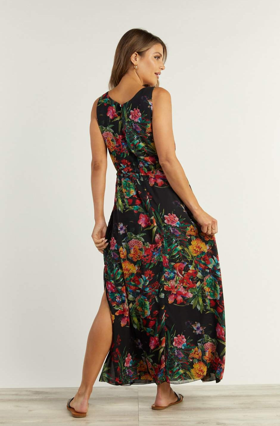 Sara Sabella DRESSES Cassi Floral Print Thigh Split Maxi Dress