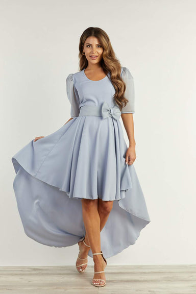 Sara Sabella DRESSES Pia Grey Belted High Low Dress