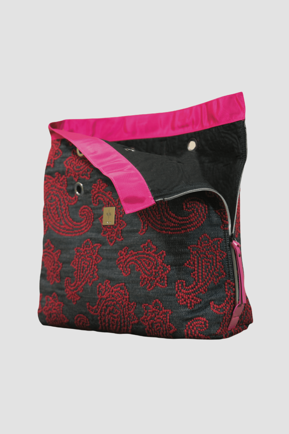 TailorYourChoiceS BAGS Red Abree Interchangeable Tote Bag Covers Dark Denim with Red Damas Embroidery Fabric